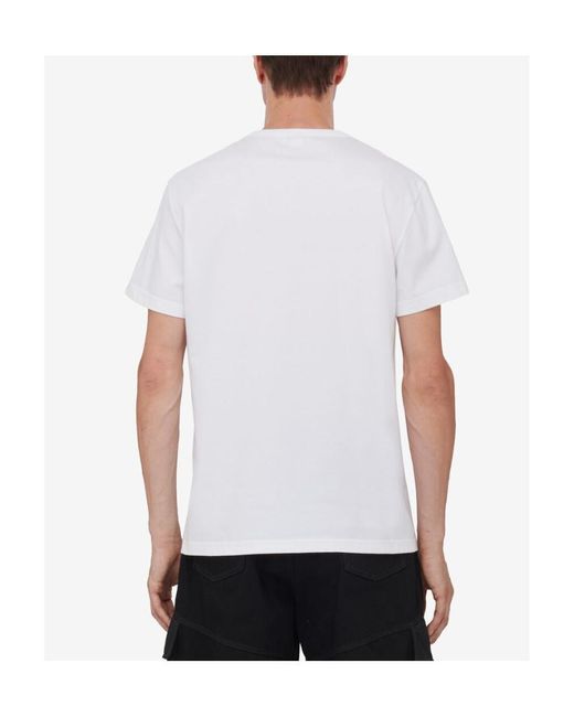 McQueen White Dragon-Fly Printed Crewneck T-Shirt for men