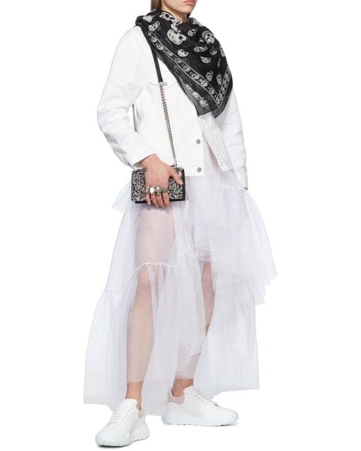 McQueen Black Skull Printed Finished Edges Scarf