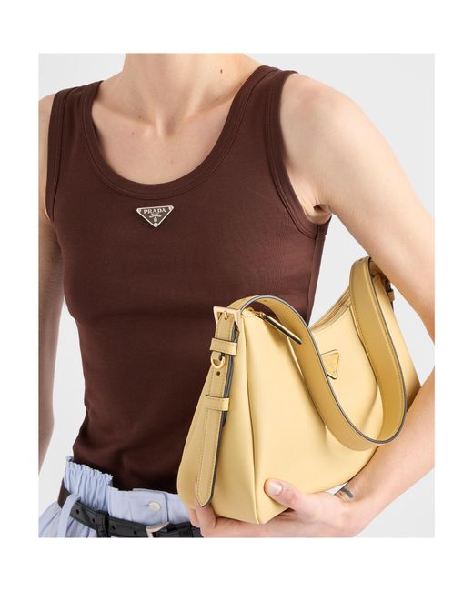 Prada Brown Ribbed Triangle Tank Top