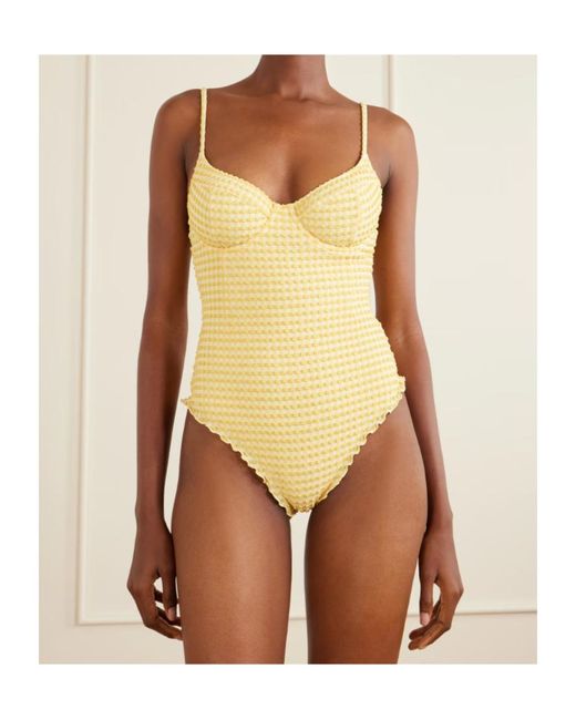 Jonathan Simkhai Yellow Suni Checked Swimsuit