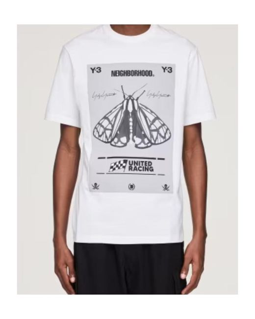 Y-3 White Logo Printed Crewneck T-Shirt for men
