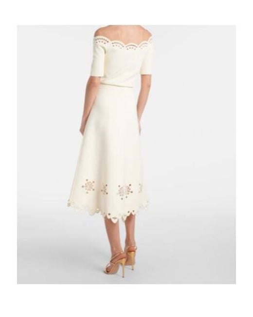 Altuzarra White Melly Fan-Shaped Crepe Midi Skirt