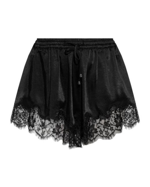 Self-Portrait Black Lace-Trim Shorts