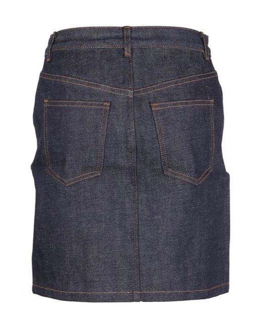 A.P.C. Blue High Waist Mini Denim Skirt
