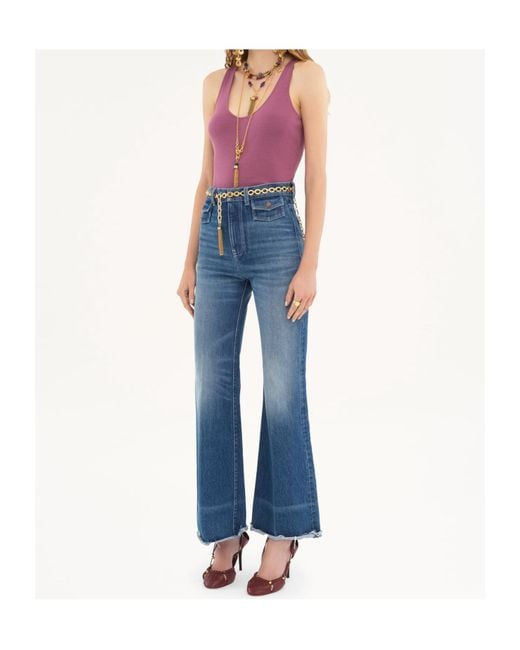 Chloé Blue Chloé High Waisted Flared-Leg Jeans