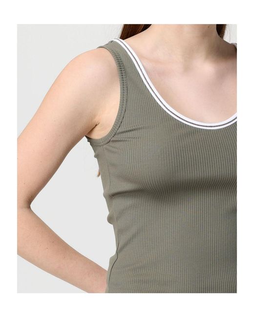 Brunello Cucinelli Green Ribbed Trim Top