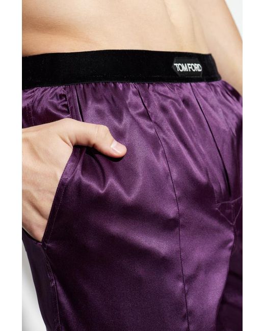Tom Ford Blue Logo-Waistband Pajama Bottoms for men