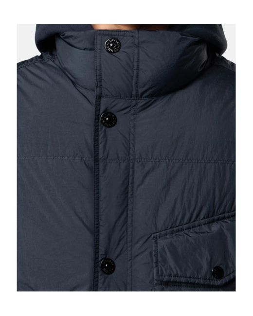 Stone Island Blue Logo Patch High Neck Sleeveless Vest for men