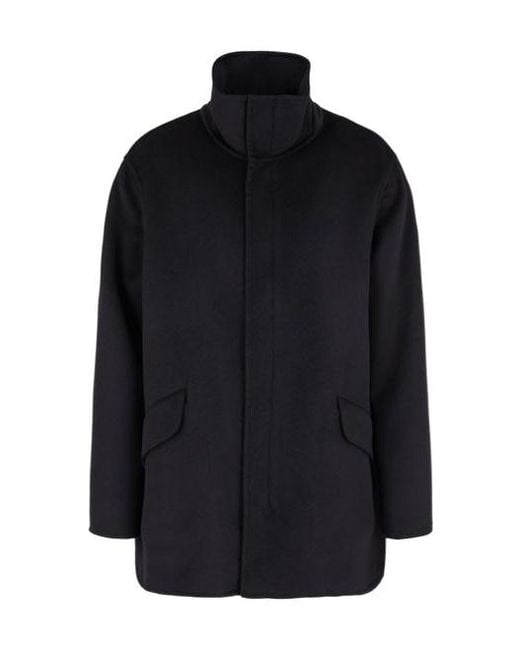 Giorgio Armani Blue Straight Hem Pea Coat for men
