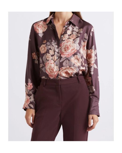 Marella Purple Printed Silk Twill Shirt