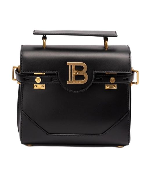 Balmain Black Smooth Leather B-Buzz 23 Bag