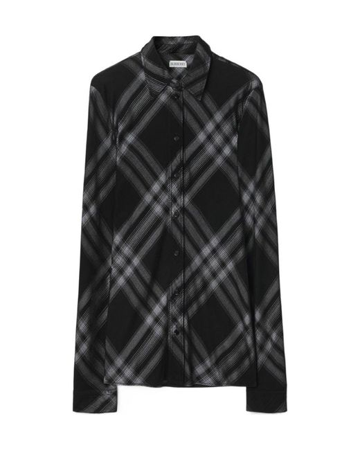 Burberry Black Check-Printed Long-Sleeved Buttoned Shirt