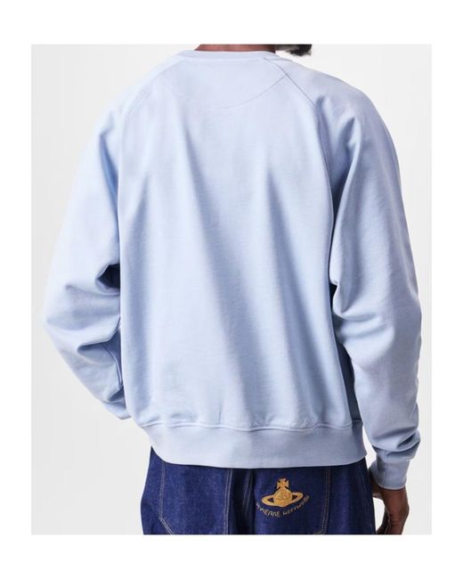 Vivienne Westwood Blue Logo Cotton Orb Crew Neck Sweatshirt for men