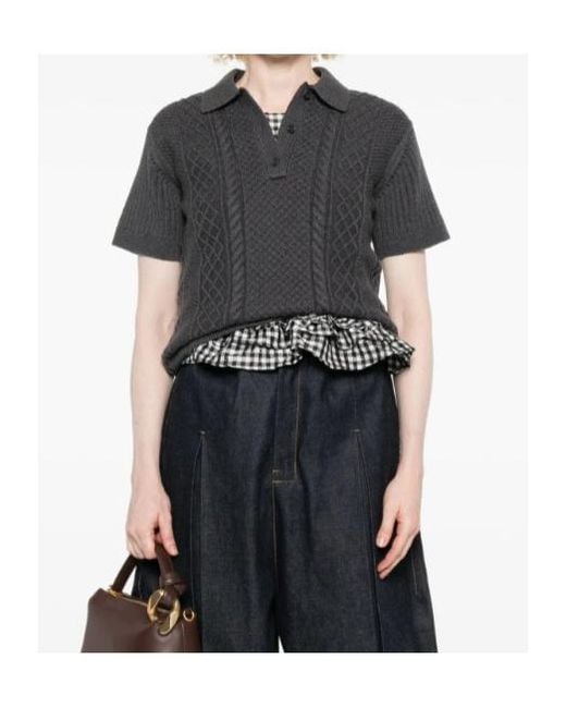 J.W. Anderson Black Cable-Knit Polo-Neck Polo Top