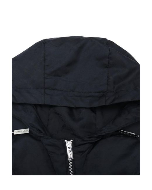 Emporio Armani Blue Monogram-Pattern Zipped Hooded Jacket for men