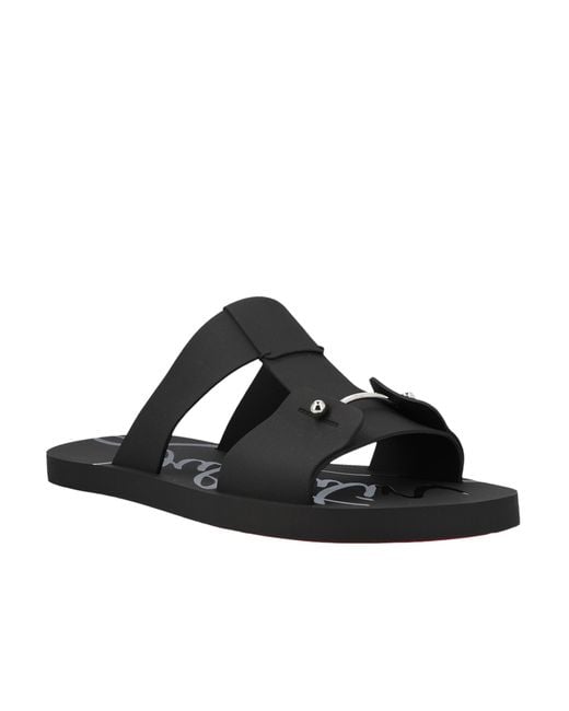 Christian Louboutin Black Zakouski Logo Strap Slides for men