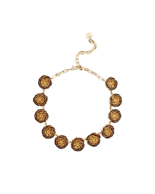 Carolina Herrera Metallic Flower Chain Necklace
