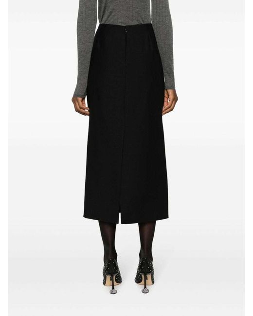 Valentino Black Crepe Couture Midi Skirt