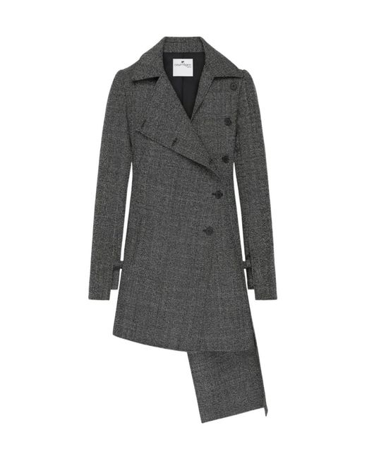 Courreges Gray Asymmetric Wool Coat