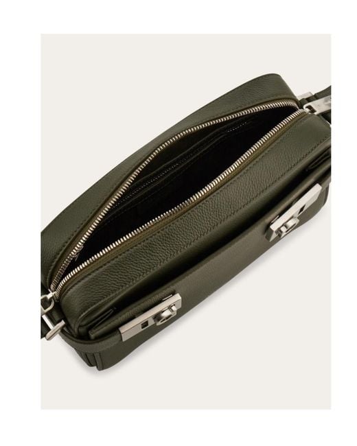 Ferragamo Green Hug Buckle Messenger Bag for men