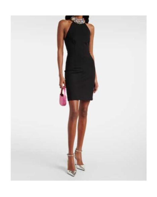 Area Black Crystal-Embellished Minidress