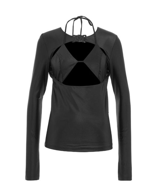 Versace Black Jeans Couture Long-Sleeved Cut-Out Top