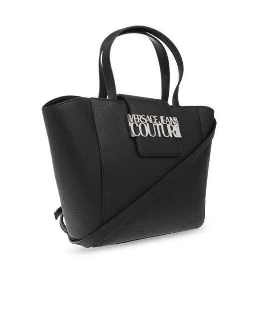 Versace Jeans Black Logo-Plaque Tote Bag