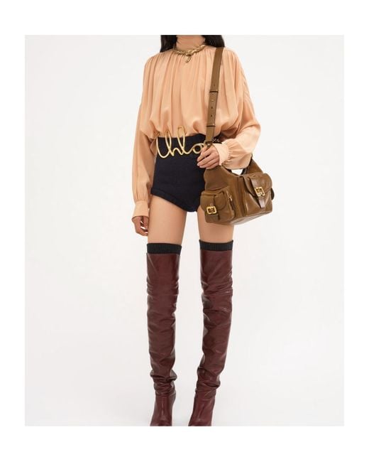 Chloé Natural Chloé High-Neck Blouse