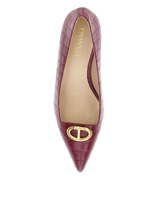 Twinset Purple Crocodile-Effect Pumps