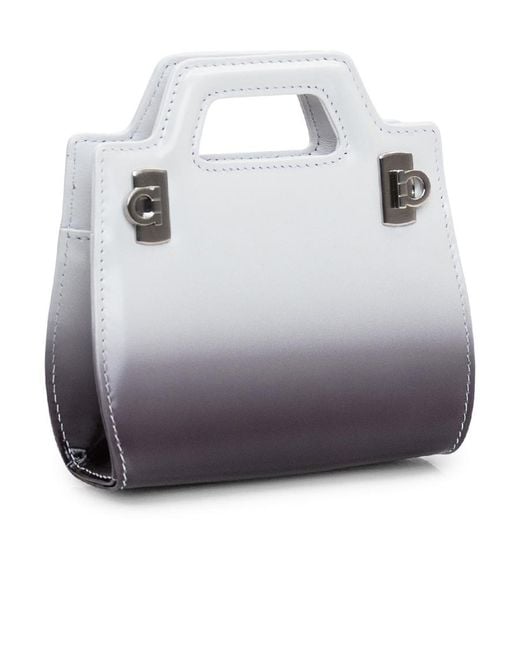 Ferragamo Gray Double Gancini Buckle Shoulder Bag