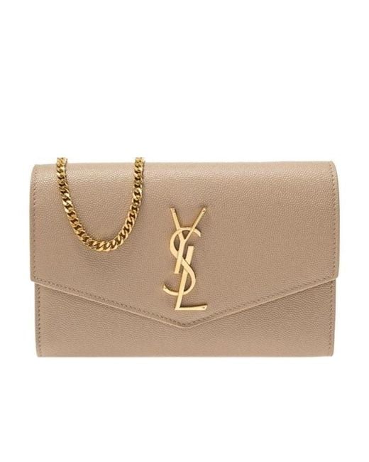 Saint Laurent Natural Uptown Chain Wallet