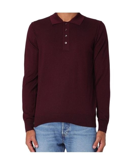 Paolo Pecora Purple Long-Sleeve Polo Shirt for men