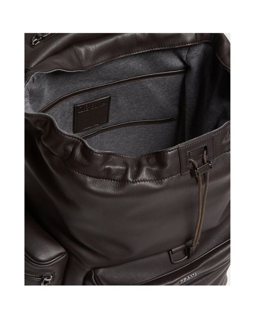 Zegna Black Leather Backpack for men