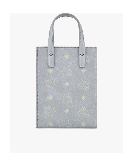 MCM Gray Aren Visetos Shoulder Bag