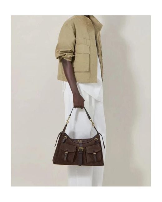 Mulberry Brown Buckled Pocket Shoulder Bag