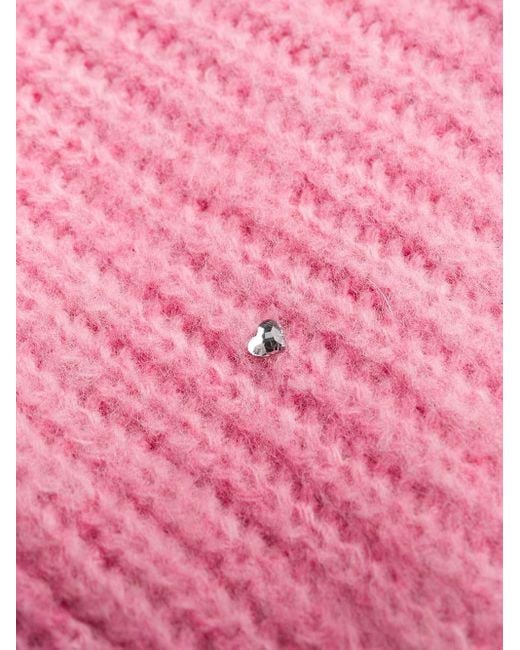 MSGM Pink Embellished Diamond Effect Sweater