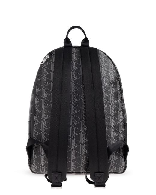 Lacoste Gray Geometric Letter Pattern Backpack for men