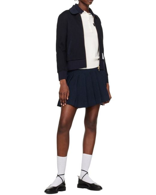 Thom Browne Blue Pleated High-Low Skirt