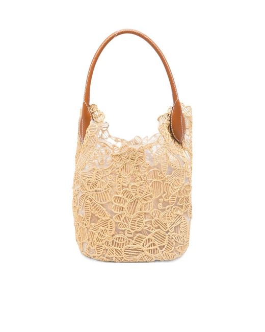Ermanno Scervino Natural Embroidered Tote Bag