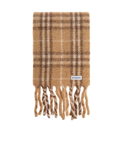 Burberry Natural Narrow Check Alpaca Wool Blend Scarf for men