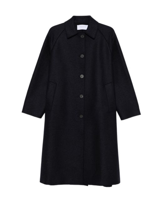 Harris Wharf London Black Button-Front Raglan-Sleeve Coat