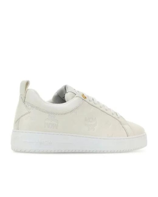 MCM White Logo-Embossed Lace-Up Sneakers for men