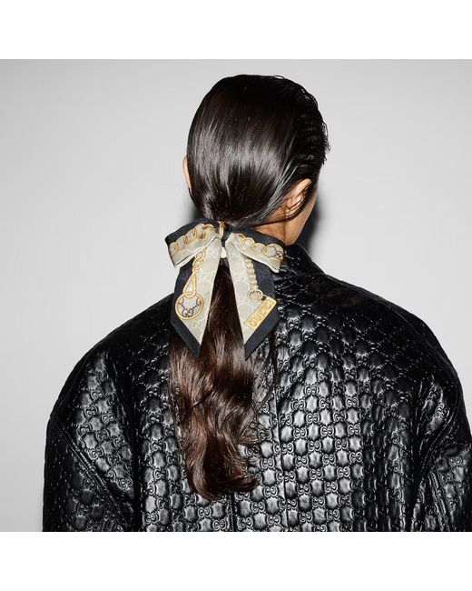 Gucci White Gg Chain Silk Scrunchie