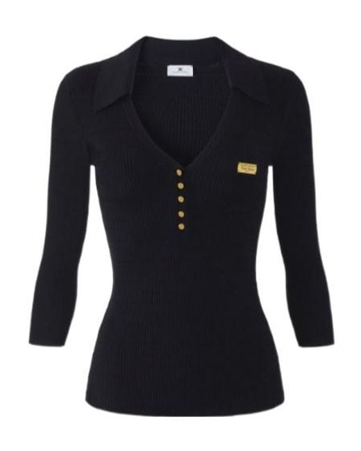 Elisabetta Franchi Blue Micro-Braided Knit Polo Shirt