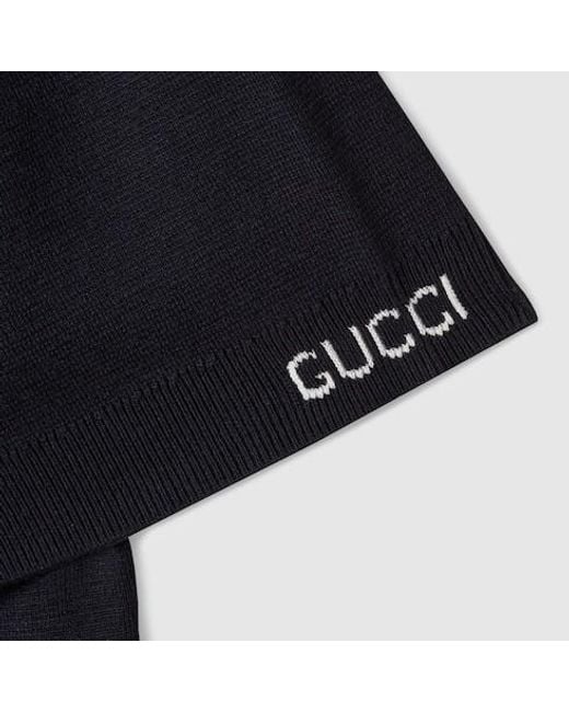 Gucci Black Silk Cotton Knit Polo Shirt for men