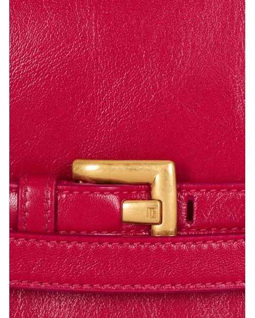 Balmain Red Shuffle Calfskin Wallet With Chain