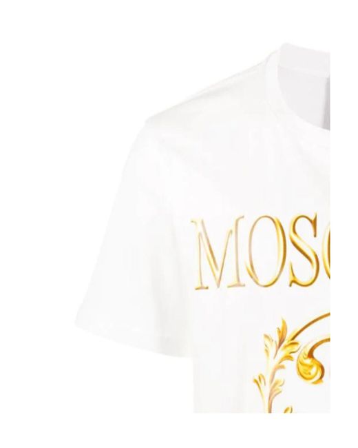 Moschino White Logo Printed T-Shirt for men