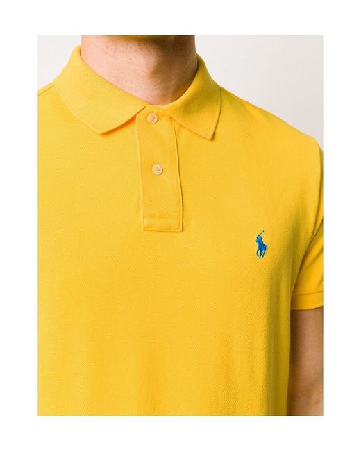 Polo Ralph Lauren Yellow Logo Embroidered Short-Sleeved Polo Shirt for men