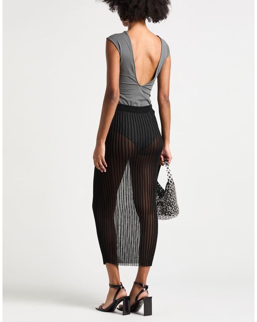 Sportmax Black Minimalist Solid Color Midi Skirt