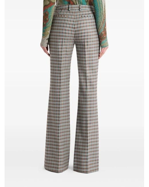 Etro Gray Wool-Blend Gingham Trousers
